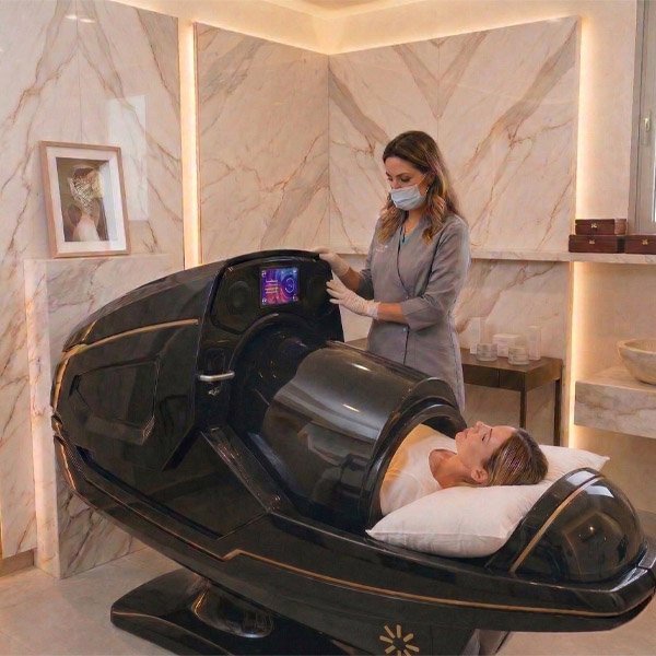زبونة في غرفة العلاج في المركز
